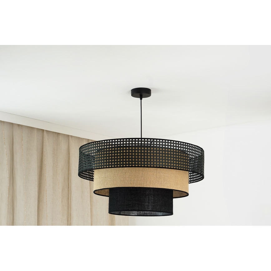 Brilagi - Hängeleuchte an Kabel DAKOTA LUNETA 1xE27/15W/230V Ø 60 cm schwarz/Rattan