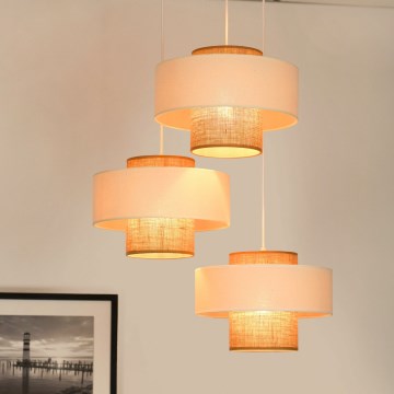 Brilagi - Hängeleuchte DALLAS 3xE27/15W/230V braun/cremefarben/weiß