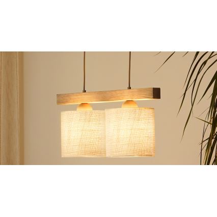 Brilagi - Hängeleuchte FOREST 2xE27/15W/230V Kiefer/braun/cremefarben