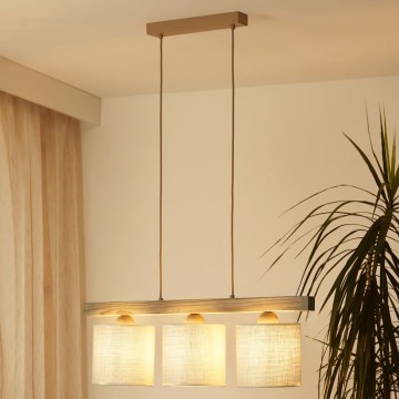 Brilagi - Hängeleuchte FOREST 3xE27/15W/230V Kiefer/braun/cremefarben