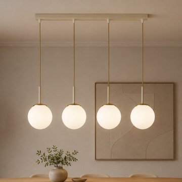 Brilagi - Hängeleuchte MILO mit Kabel 4xE27/60W/230V beige/gold