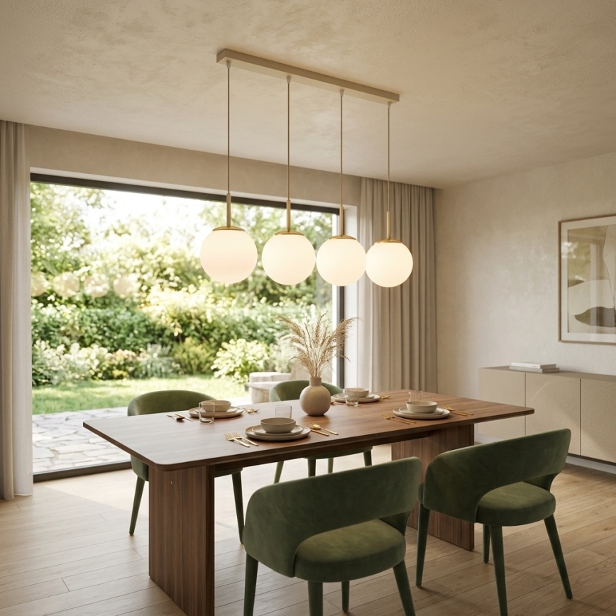 Brilagi - Hängeleuchte MILO mit Kabel 4xE27/60W/230V beige/gold
