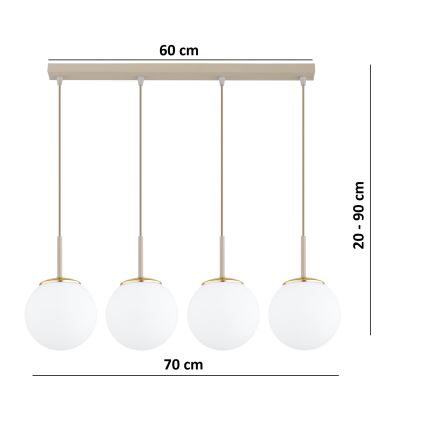Brilagi - Hängeleuchte MILO mit Kabel 4xE27/60W/230V beige/gold