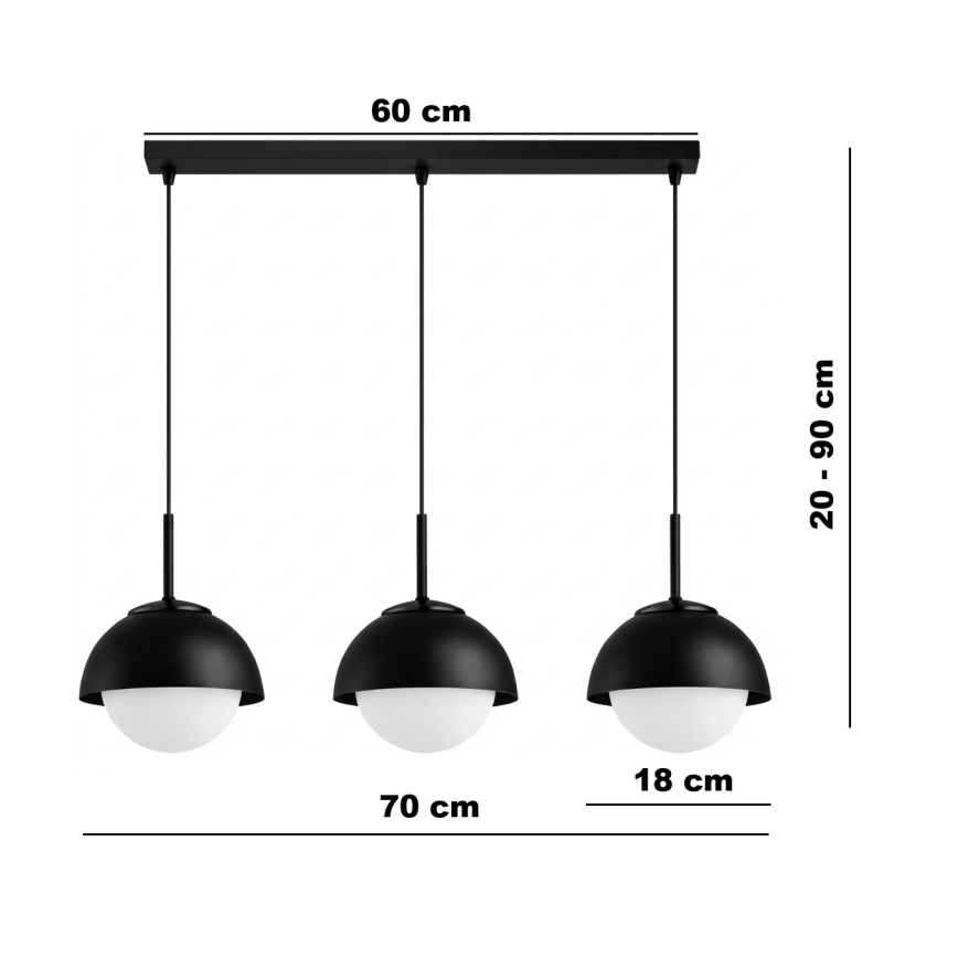 BRILAGI - Hängeleuchte mit Kabel COSMO 3xE27/60W/230V schwarz