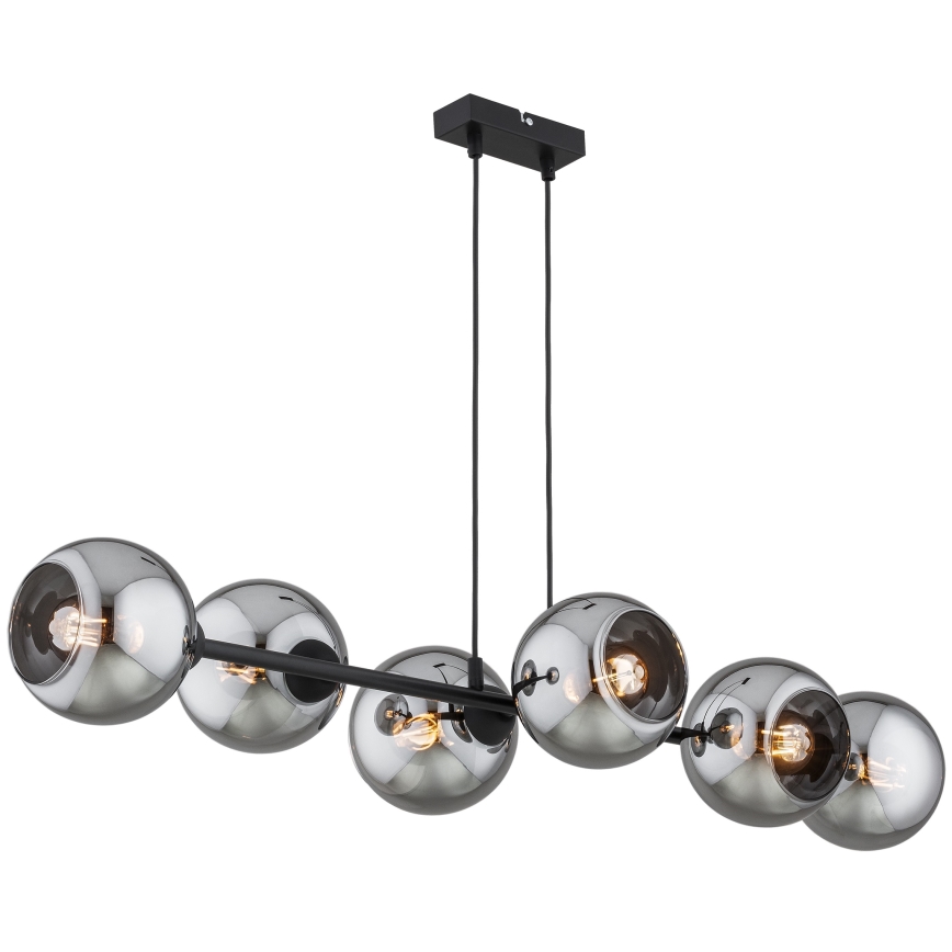 Brilagi - Hängeleuchte mit Kabel DIOR 6xE27/60W/230V schwarz/rauchgrau