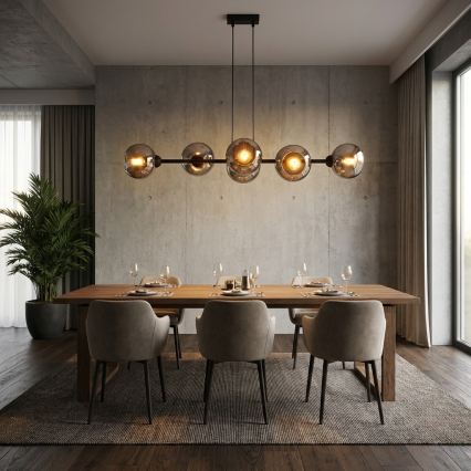 Brilagi - Hängeleuchte mit Kabel DIOR 6xE27/60W/230V schwarz/rauchgrau