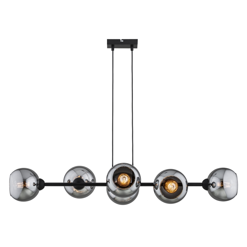 Brilagi - Hängeleuchte mit Kabel DIOR 6xE27/60W/230V schwarz/rauchgrau