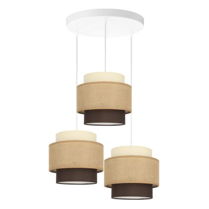 Brilagi - Hängeleuchte mit Kabel RESNA 3xE27/60W/230V Ø 45 cm beige/schwarz