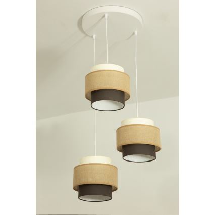Brilagi - Hängeleuchte mit Kabel RESNA 3xE27/60W/230V Ø 45 cm beige/schwarz