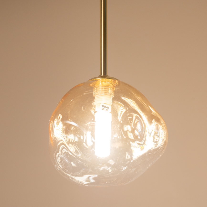 BRILAGI - Hängeleuchte mit Kabel VULCANO 1xG9/8W/230V Ø 15 cm Gold/rauchbeige