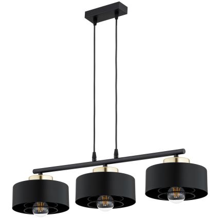 Brilagi - Hängeleuchte mit Kabelabhängung SPRING 3xE27/60W/230V schwarz/gold