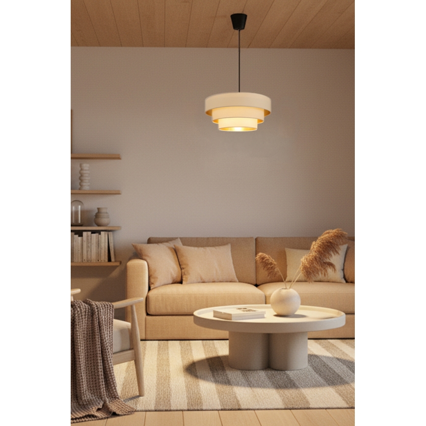 Brilagi - Hängeleuchte mit Kabelaufhängung LUNETA 1xE27/60W/230V Ø 40 cm creme/gold