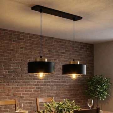 Brilagi - Hängeleuchte mit Kabelaufhängung SPRING 2xE27/60W/230V schwarz/gold