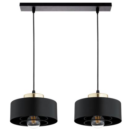 Brilagi - Hängeleuchte mit Kabelaufhängung SPRING 2xE27/60W/230V schwarz/gold