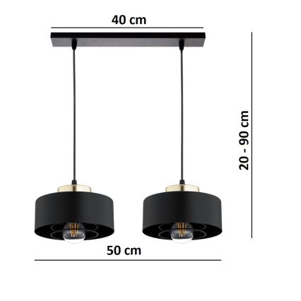 Brilagi - Hängeleuchte mit Kabelaufhängung SPRING 2xE27/60W/230V schwarz/gold