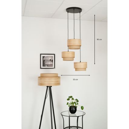 Brilagi - Hängeleuchte MONTANA BOHO 3xE27/15W/230V braun/schwarz