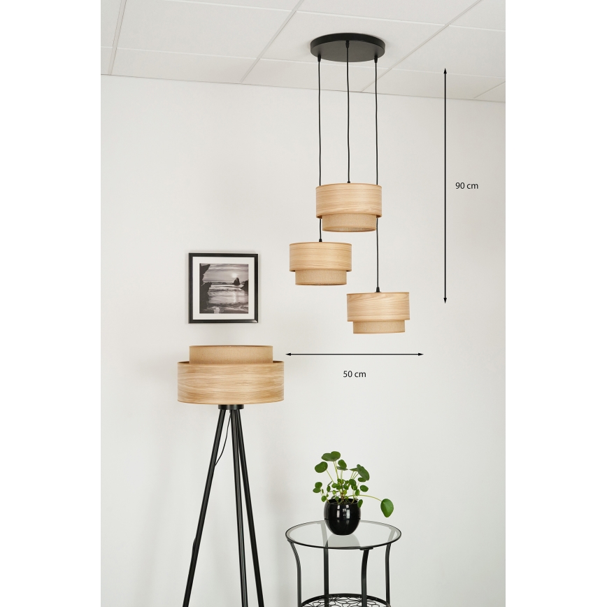 Brilagi - Hängeleuchte MONTANA BOHO 3xE27/15W/230V braun/schwarz