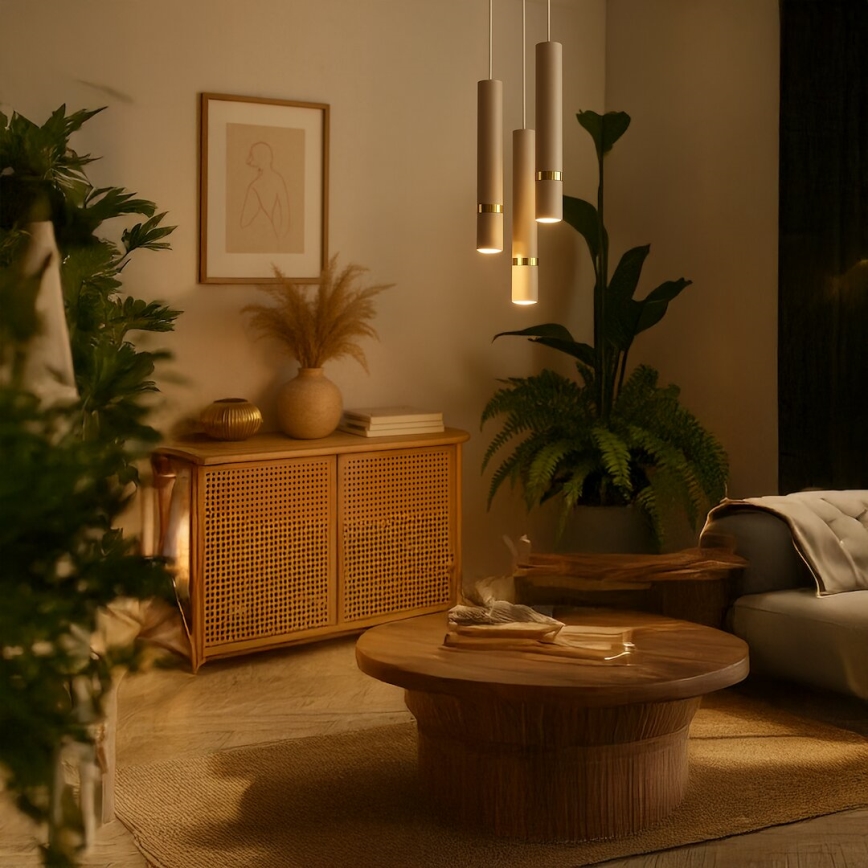 Brilagi - Hängeleuchte POKER 3xGU10/25W/230V beige/golden