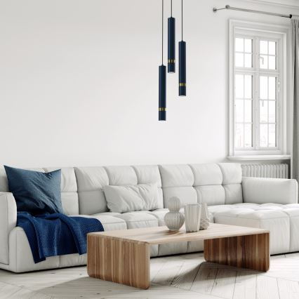 Brilagi - Hängeleuchte POKER 3xGU10/25W/230V blau/golden