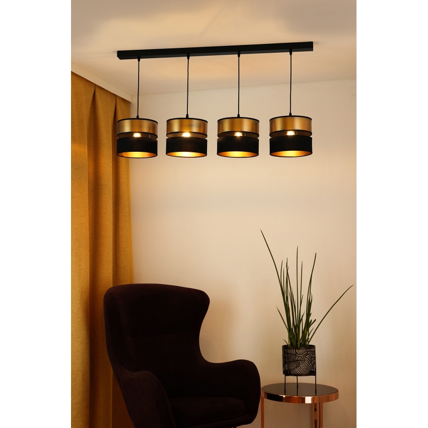 Brilagi - Hängeleuchte ROYAL 4xE27/15W/230V schwarz/golden