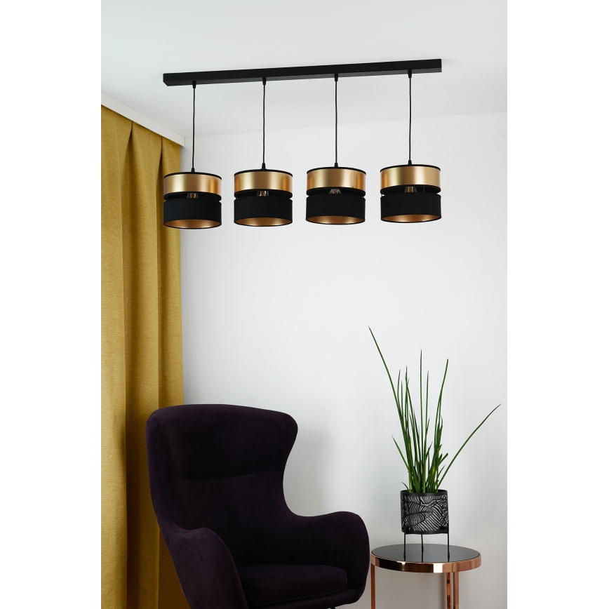 Brilagi - Hängeleuchte ROYAL 4xE27/15W/230V schwarz/golden