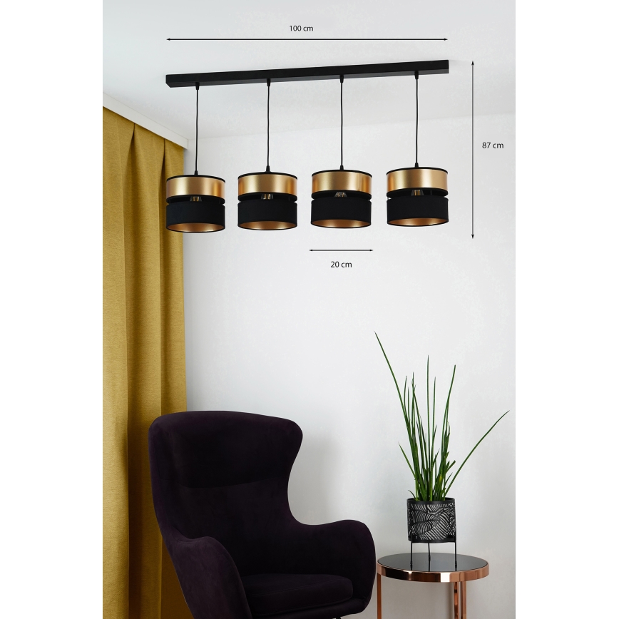 Brilagi - Hängeleuchte ROYAL 4xE27/15W/230V schwarz/golden