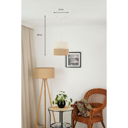 Brilagi - Hängeleuchte ROYAL YUTE 1xE27/15W/230V d 25 cm beige/cremefarben