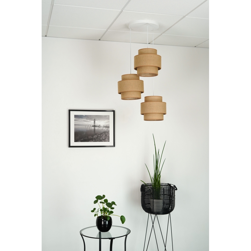 Brilagi - Hängeleuchte SPACE YUTE 3xE27/15W/230V beige/weiß