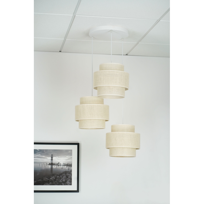 Brilagi - Hängeleuchte SPACE YUTE 3xE27/15W/230V cremefarben/weiß