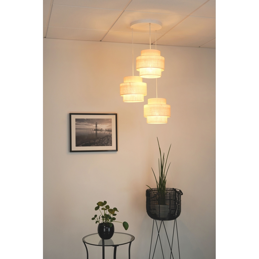 Brilagi - Hängeleuchte SPACE YUTE 3xE27/15W/230V cremefarben/weiß