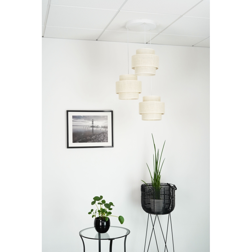 Brilagi - Hängeleuchte SPACE YUTE 3xE27/15W/230V cremefarben/weiß
