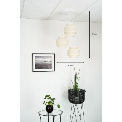 Brilagi - Hängeleuchte SPACE YUTE 3xE27/15W/230V cremefarben/weiß
