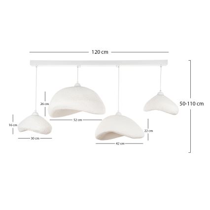 Brilagi - Hängeleuchte WABI SABI an Kabel 4xE27/40W/230V weiß