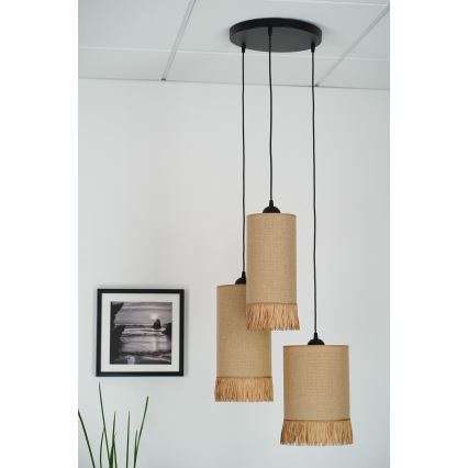 Brilagi - Hängeleuchte WINNETOU TUBES 3xE27/15W/230V braun/schwarz