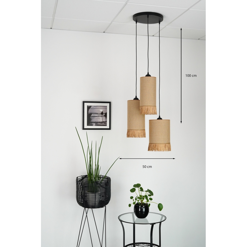 Brilagi - Hängeleuchte WINNETOU TUBES 3xE27/15W/230V braun/schwarz