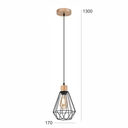 Brilagi - Hängeleuchte WOODY BASKET 1xE27/60W/230V Eiche