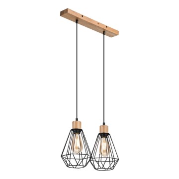 Brilagi - Hängeleuchte WOODY BASKET 2xE27/60W/230V Eiche