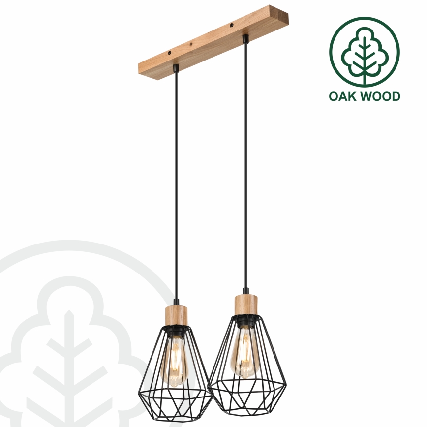 Brilagi - Hängeleuchte WOODY BASKET 2xE27/60W/230V Eiche
