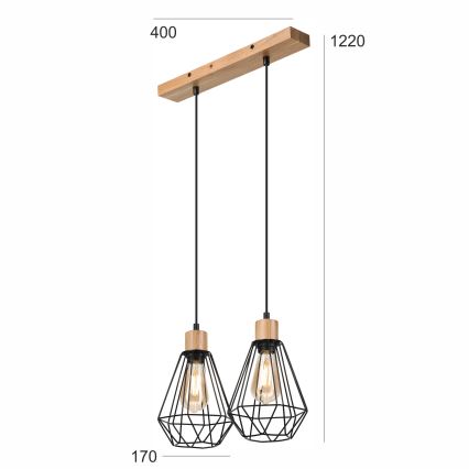 Brilagi - Hängeleuchte WOODY BASKET 2xE27/60W/230V Eiche