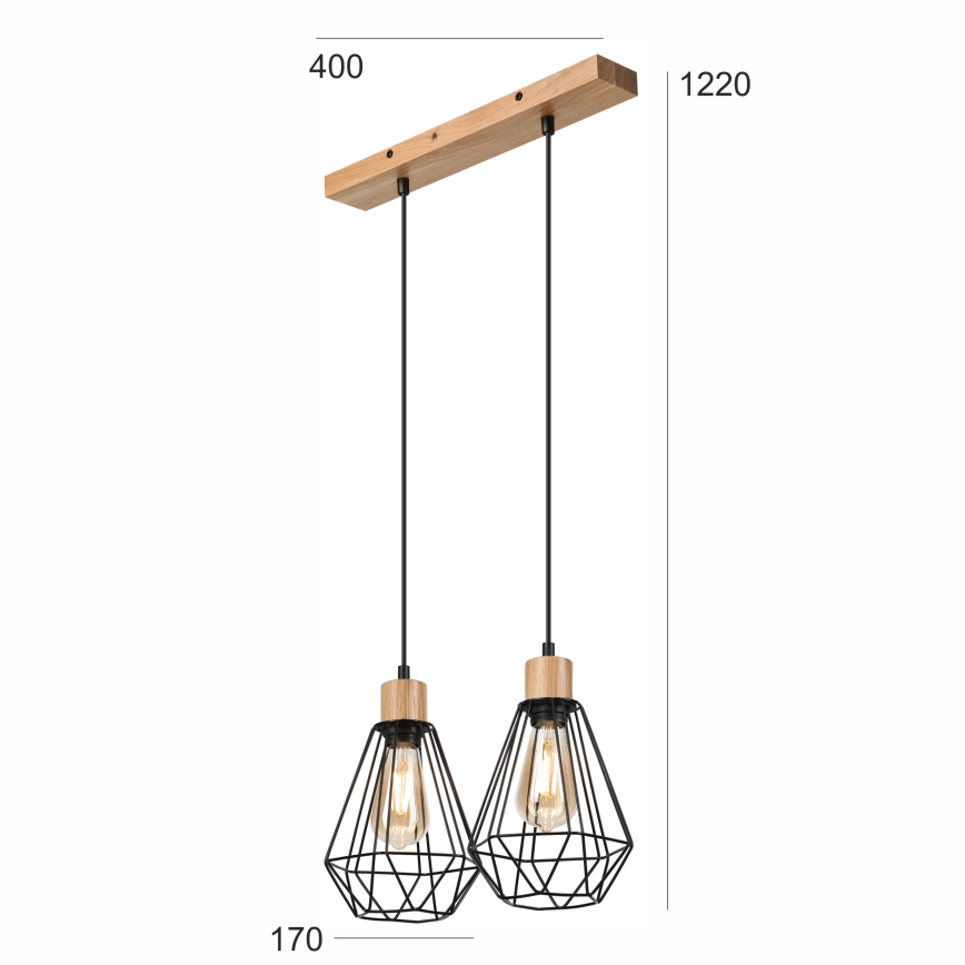 Brilagi - Hängeleuchte WOODY BASKET 2xE27/60W/230V Eiche
