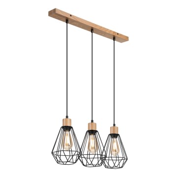 Brilagi - Hängeleuchte WOODY BASKET 3xE27/60W/230V Eiche