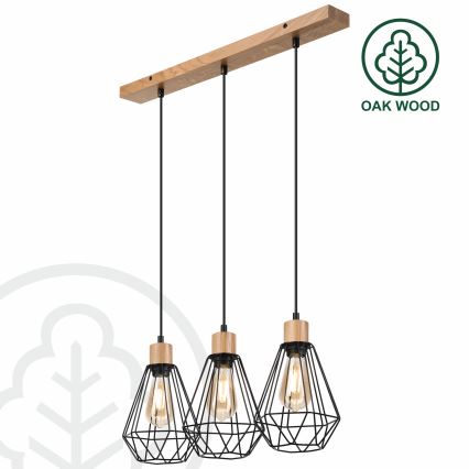 Brilagi - Hängeleuchte WOODY BASKET 3xE27/60W/230V Eiche