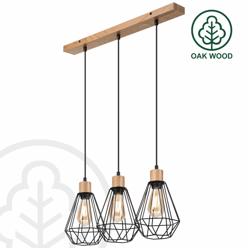 Brilagi - Hängeleuchte WOODY BASKET 3xE27/60W/230V Eiche