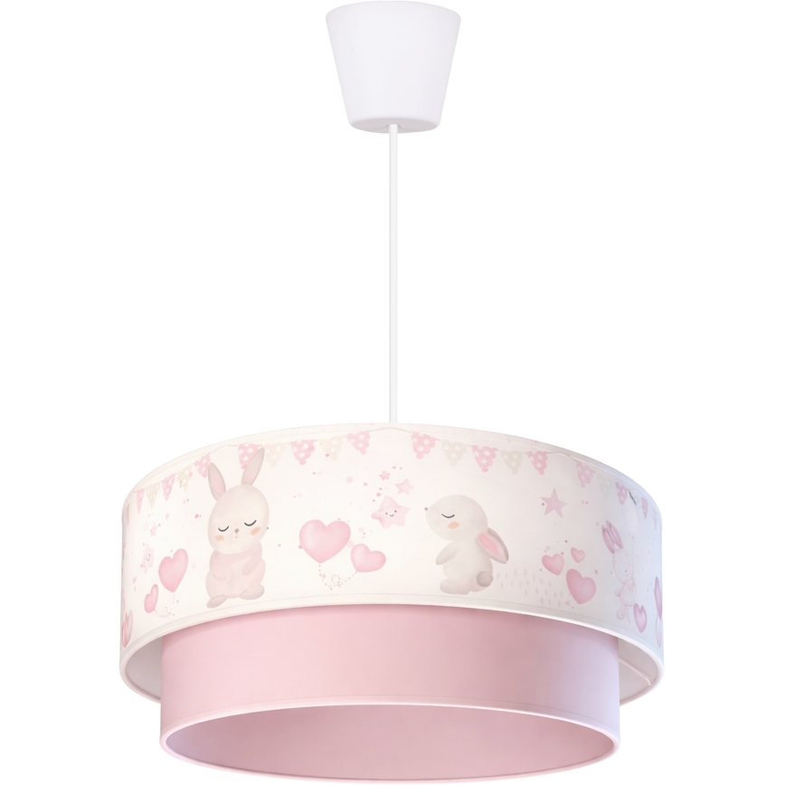 Brilagi - LED Kinder-Pendelleuchte BOBO mit Kabelaufhängung, 1xE27/10W/230V, Ø 40 cm, creme/rosa mit Häschen