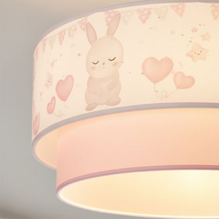 Brilagi - LED Kinder-Pendelleuchte BOBO mit Kabelaufhängung, 1xE27/10W/230V, Ø 40 cm, creme/rosa mit Häschen