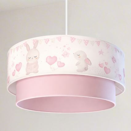 Brilagi - LED Kinder-Pendelleuchte BOBO mit Kabelaufhängung, 1xE27/10W/230V, Ø 40 cm, creme/rosa mit Häschen