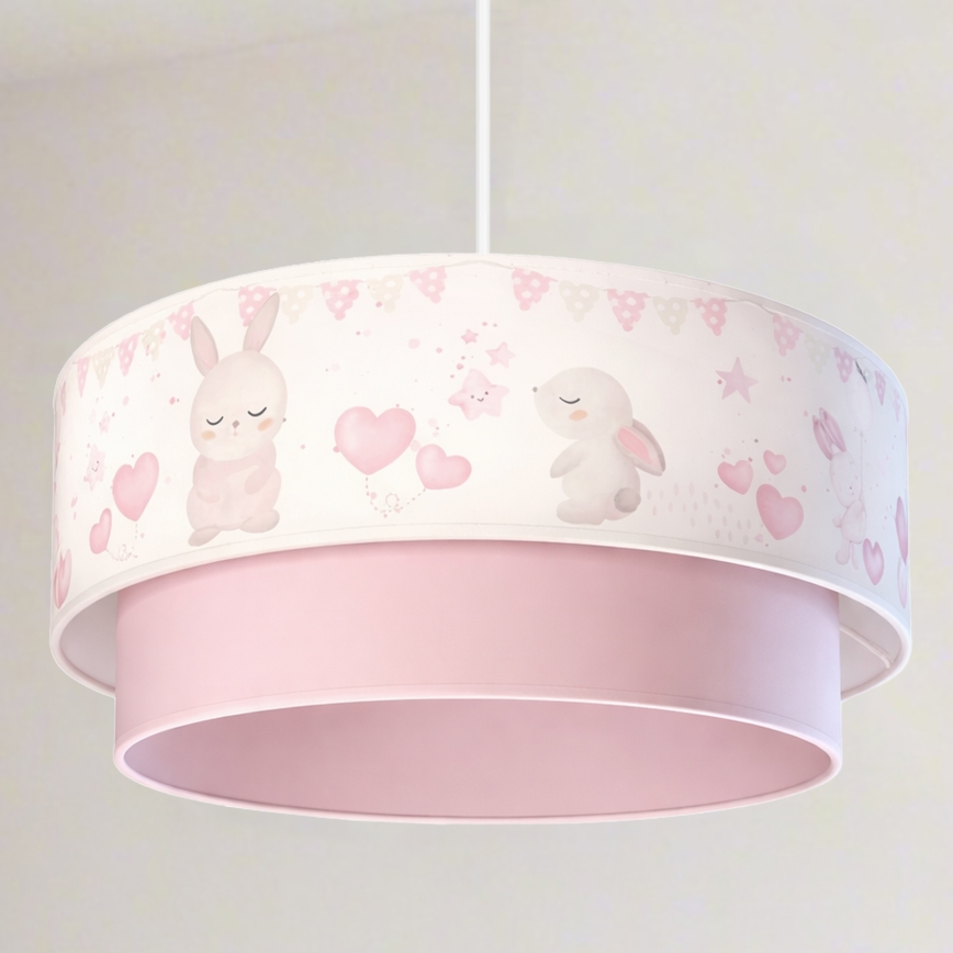 Brilagi - LED Kinder-Pendelleuchte BOBO mit Kabelaufhängung, 1xE27/10W/230V, Ø 40 cm, creme/rosa mit Häschen