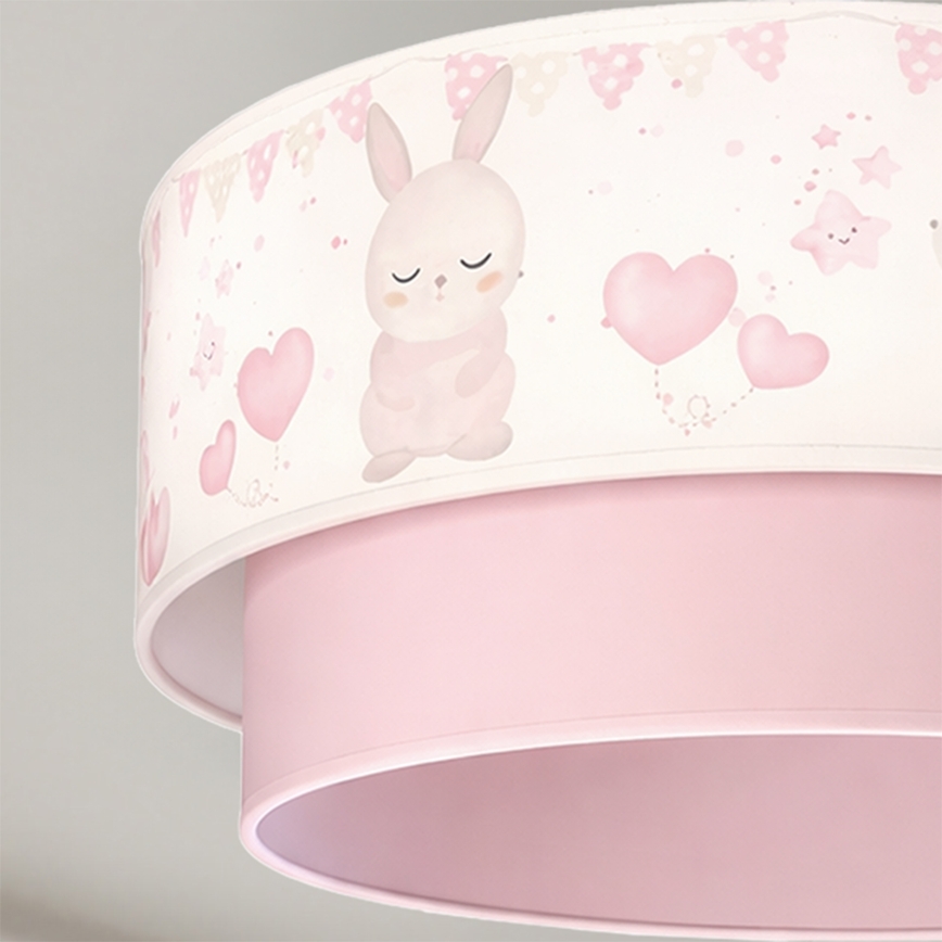 Brilagi - LED Kinder-Pendelleuchte BOBO mit Kabelaufhängung, 1xE27/10W/230V, Ø 40 cm, creme/rosa mit Häschen