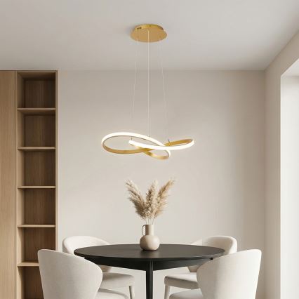 Brilagi - INFINITY LED-dimmbare Pendelleuchte an Seilen LED/55W/230V 3000-6000K 50x50 cm goldfarben + Fernbedienung