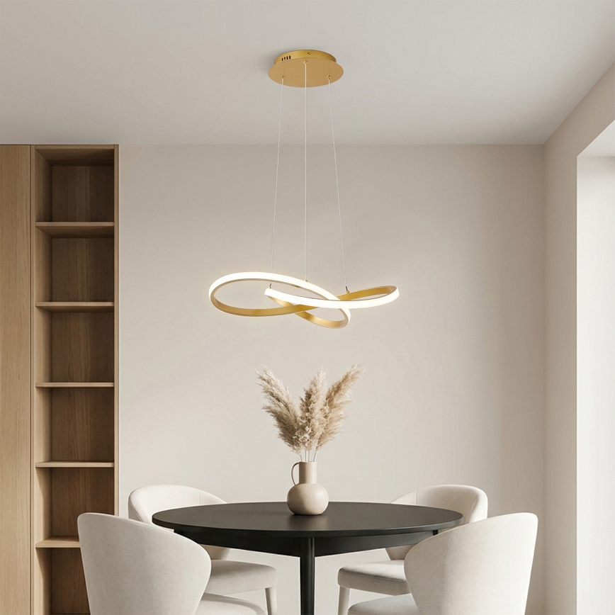 Brilagi - INFINITY LED-dimmbare Pendelleuchte an Seilen LED/55W/230V 3000-6000K 50x50 cm goldfarben + Fernbedienung